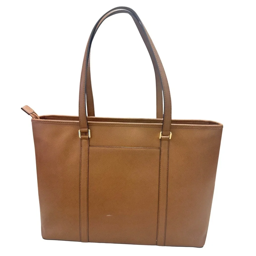 Michael‎ Kors Saffiano Leather Tote Bag Womens Large Luggage Brown Zip